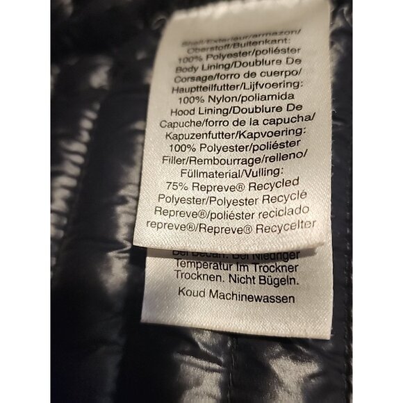 DKNY size SMALL Bib Front Puffer winter Jacket Womens Black coat with hood - Picture 12 of 12